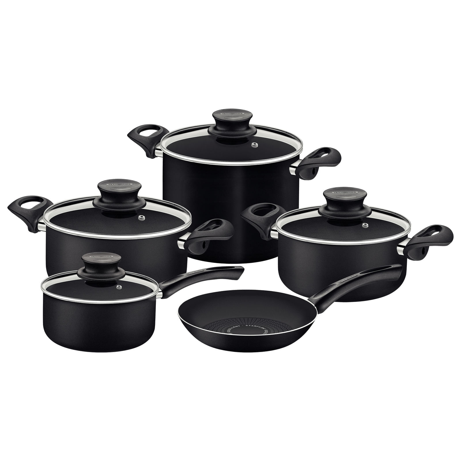 Juego ollas Tramontina Paris+ negro 9 piezas