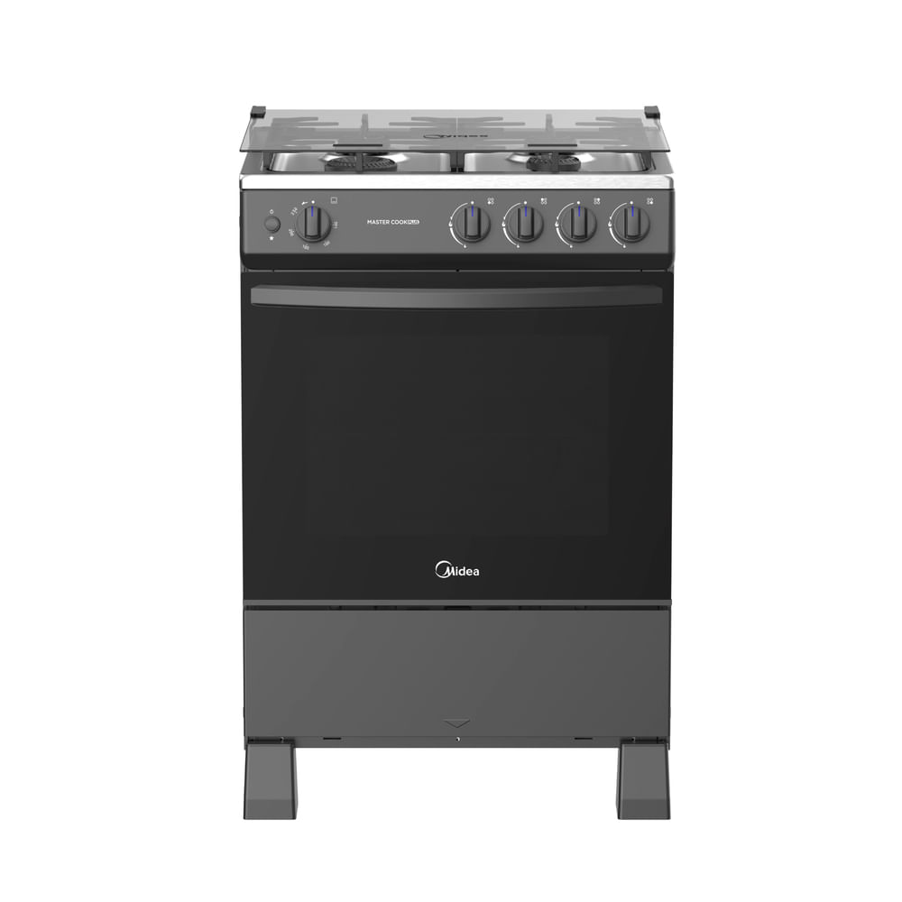 Cocina a gas Midea 60 cm 4 hornillas negro